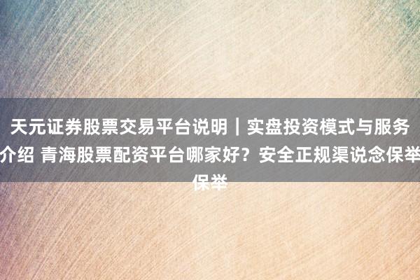 天元证券股票交易平台说明|实盘投资模式与服务介绍 青海股票配资平台哪家好?安全正规渠说念保举