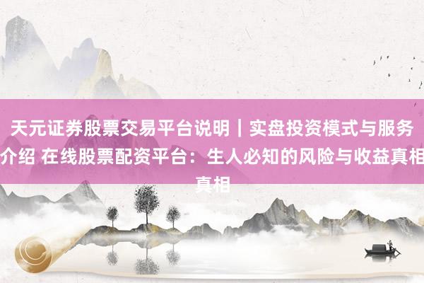 天元证券股票交易平台说明｜实盘投资模式与服务介绍 在线股票配资平台：生人必知的风险与收益真相