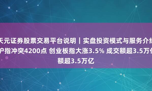 天元证券股票交易平台说明｜实盘投资模式与服务介绍 沪指冲突4200点 创业板指大涨3.5% 成交额超3.5万亿