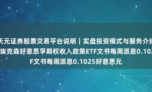 天元证券股票交易平台说明｜实盘投资模式与服务介绍 YieldMax埃克森好意思孚期权收入政策ETF文书每周派息0.1025好意思元