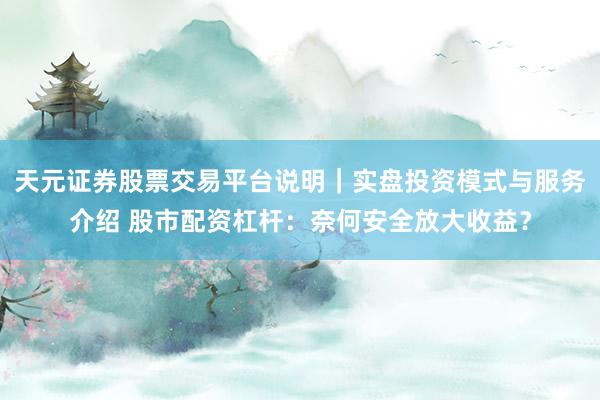 天元证券股票交易平台说明｜实盘投资模式与服务介绍 股市配资杠杆：奈何安全放大收益？