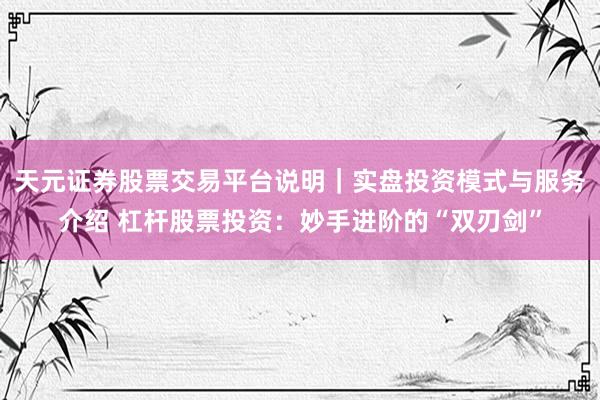 天元证券股票交易平台说明｜实盘投资模式与服务介绍 杠杆股票投资：妙手进阶的“双刃剑”